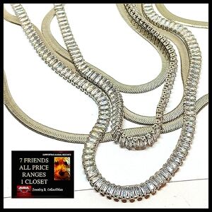 Elegant 5 Strand Rhinestone Silvertoned Necklace For Animal Rescue
